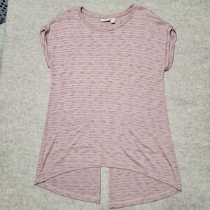 LOGO Lori‎ Goldstein Tunic Top Small S Mauve Pink Knit Short Sleeve Casual